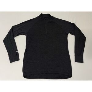 Wilderness Technology Mens XL Black 100% Merino Long Sleeve 1/4‎ Zip Pullover